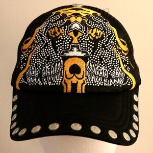 Watson Black Cap with Skull and Stud Design